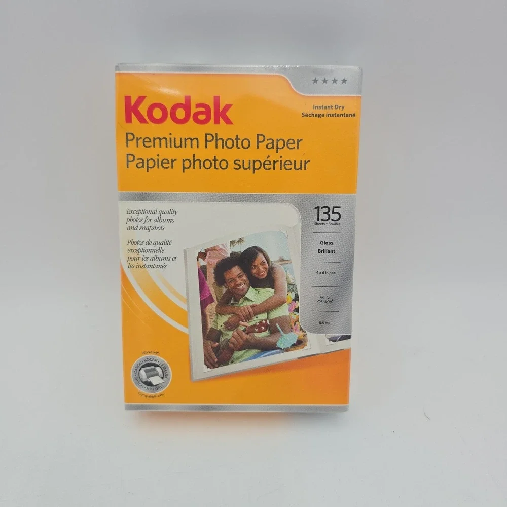 Kodak Premium Gloss Photo Paper 4x6 135 Sheets Instant Dry 66 lb Sealed